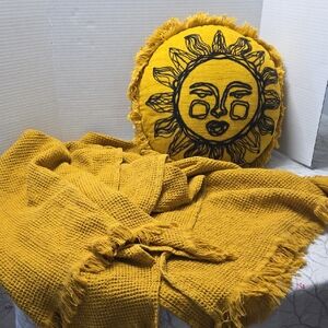 Opalhouse Mustard Sunburst Pillow and Throw Set